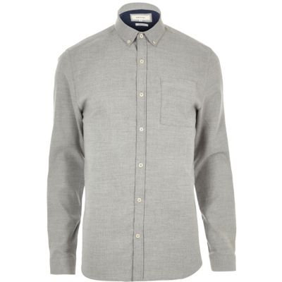 Grey stretch casual muscle fit shirt